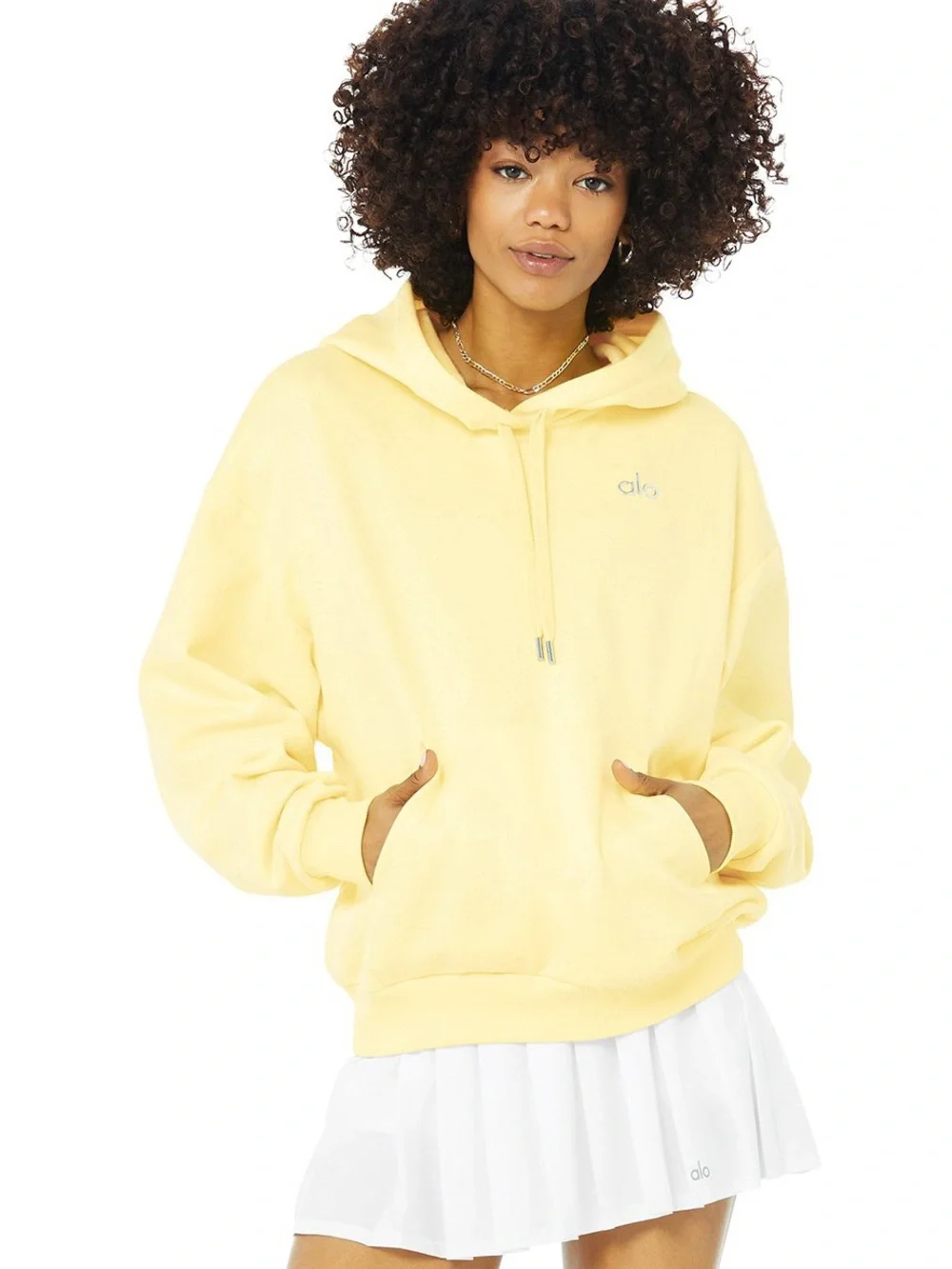 ALO Yoga Yellow Buttercup Accolade Hoodie Sweatshirt Size XL